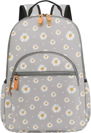 Daisy Travel Backpack for Women Laptop Backpack Water Resistant College Stylish Backpacks Dapack Shoulder Carry On Bag Gray