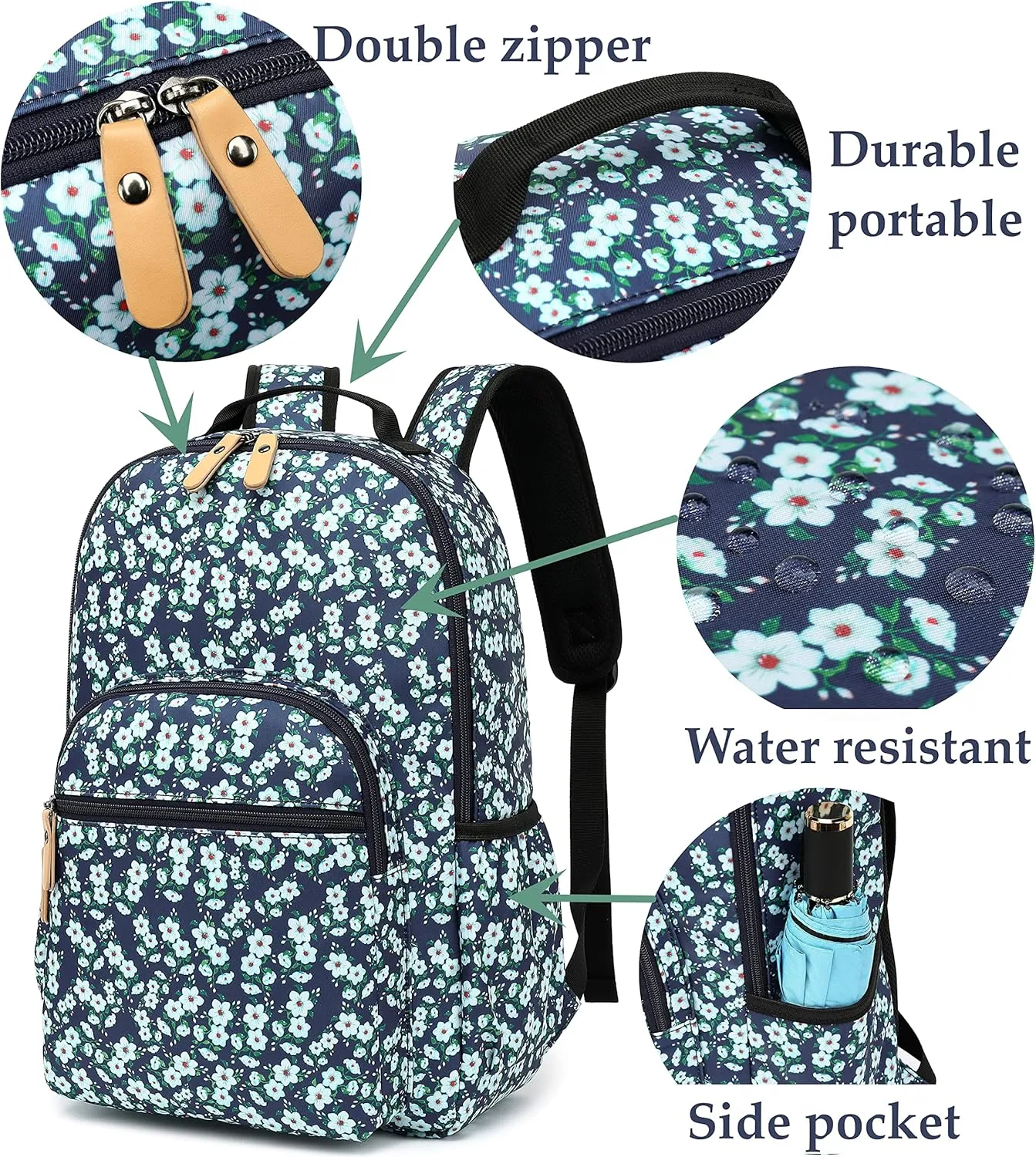Daisy Travel Backpack for Women Laptop Backpack Water Resistant College Stylish Backpacks Dapack Shoulder Carry On Bag Gray