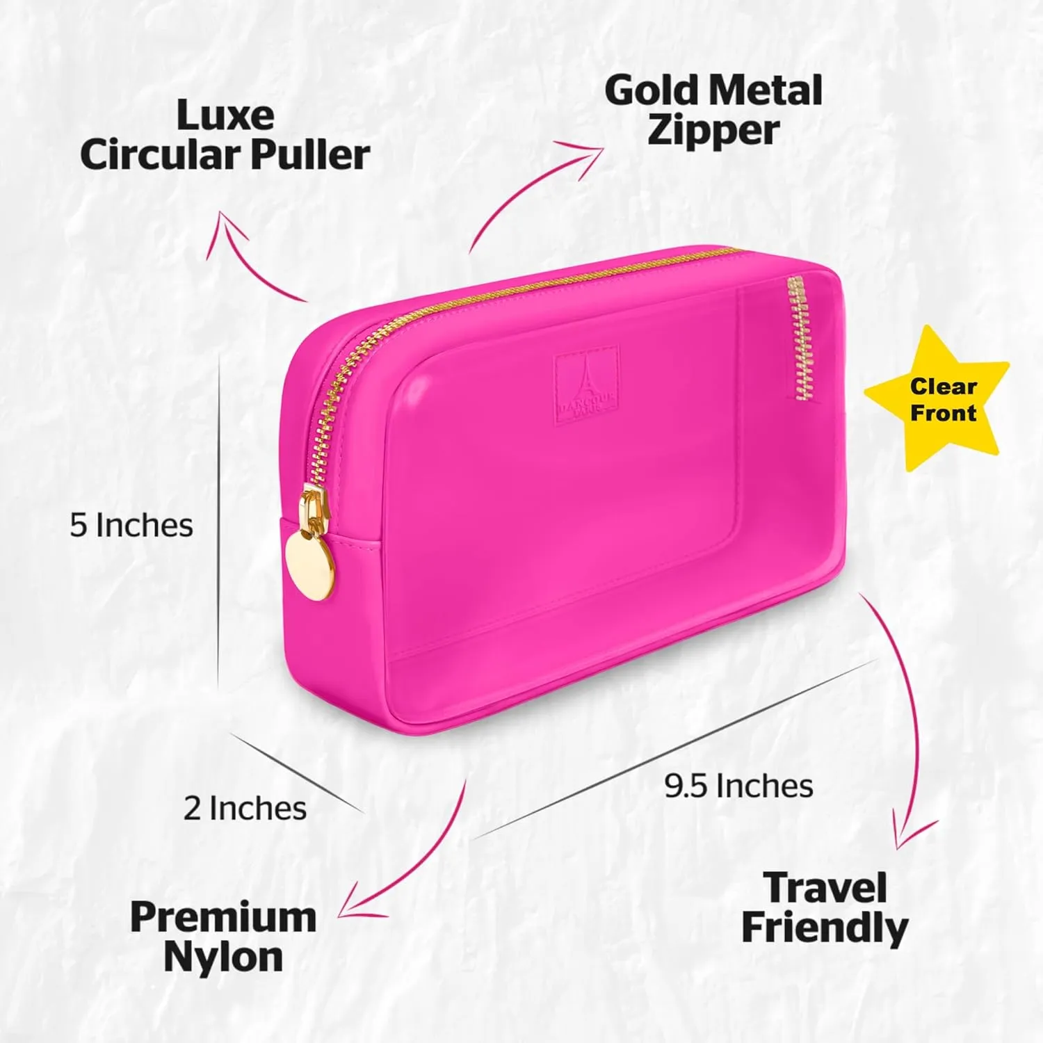 DANCOUR Clear Makeup Bag Mini Makeup Bag for Purse Mini Pouch Purse Clear Small Cosmetic Pouch Cosmetic Travel Case (Small, Hot Pink)