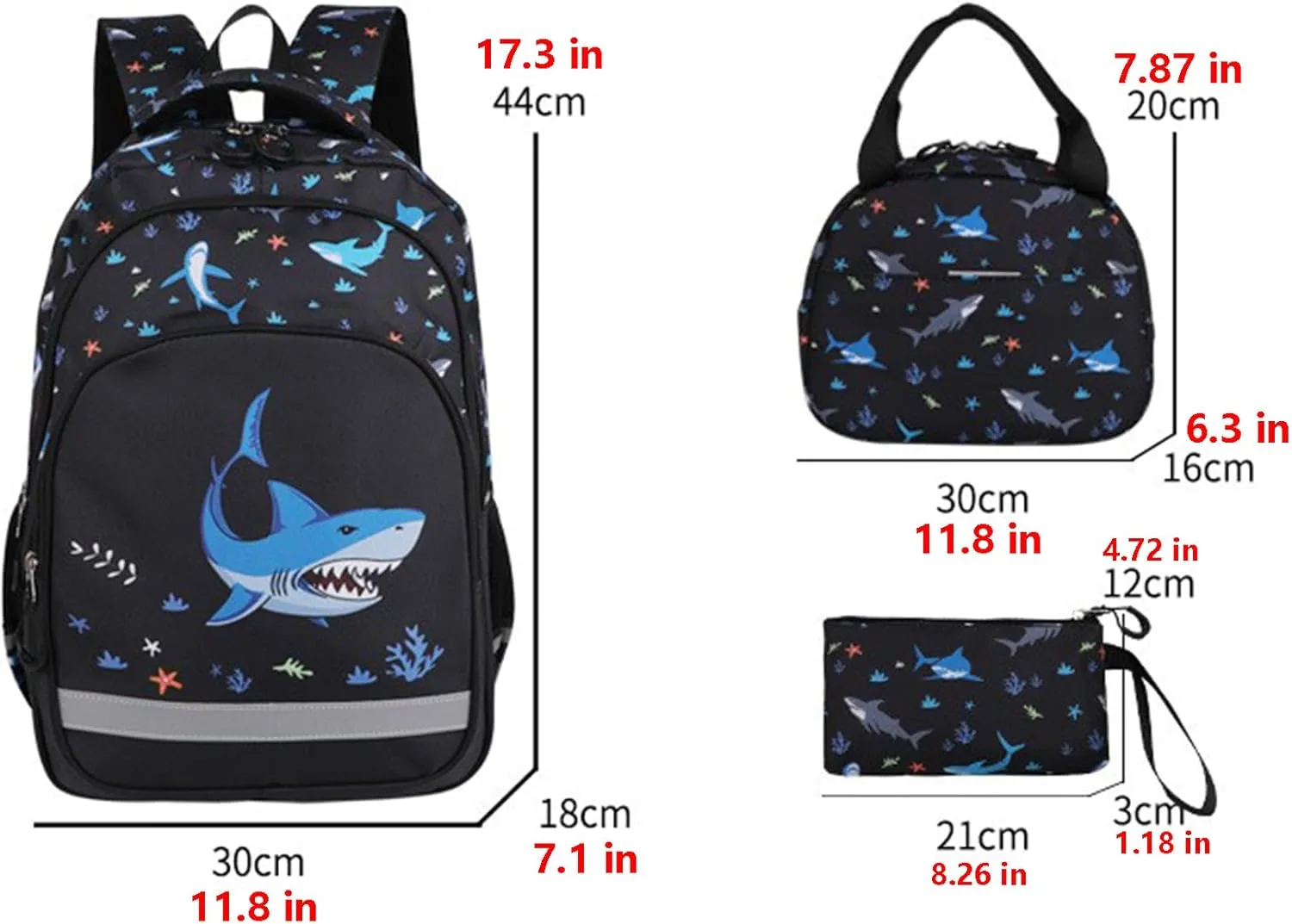 Dinosaur Backpack Set Boys Girls Meal Bag Pen Bag Lightweight Backpack