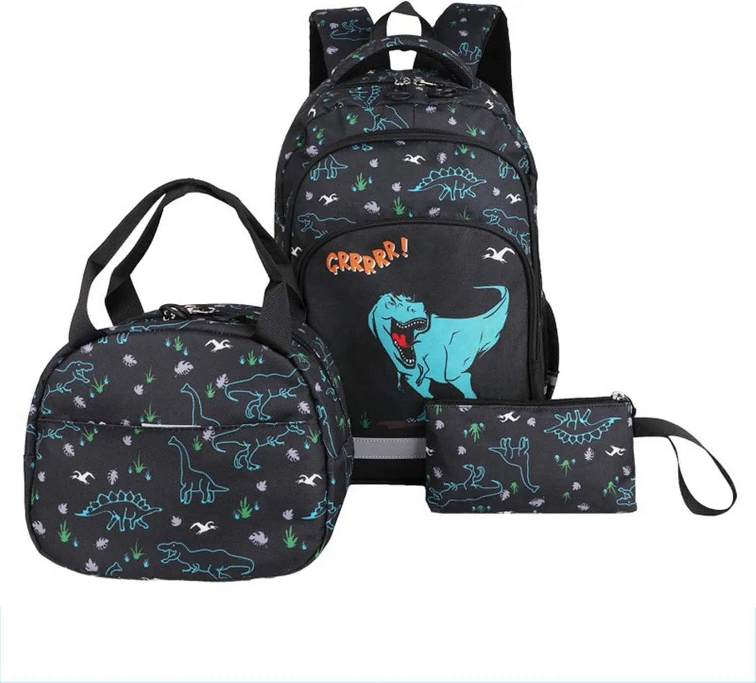 Dinosaur Backpack Set Boys Girls Meal Bag Pen Bag Lightweight Backpack