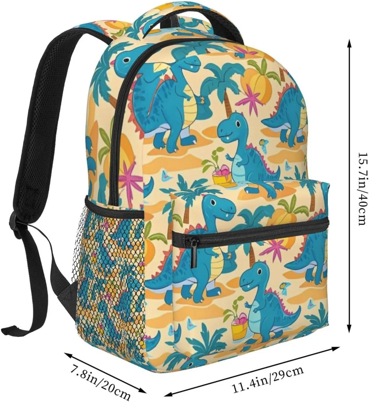 Dinosaur Beach Fun Adult Backpacks 15 Inch Laptop Backpack Double Shoulder Bag for Work Travel Gifts