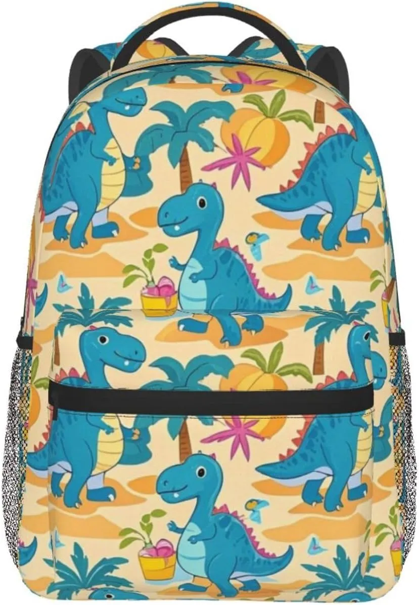 Dinosaur Beach Fun Adult Backpacks 15 Inch Laptop Backpack Double Shoulder Bag for Work Travel Gifts