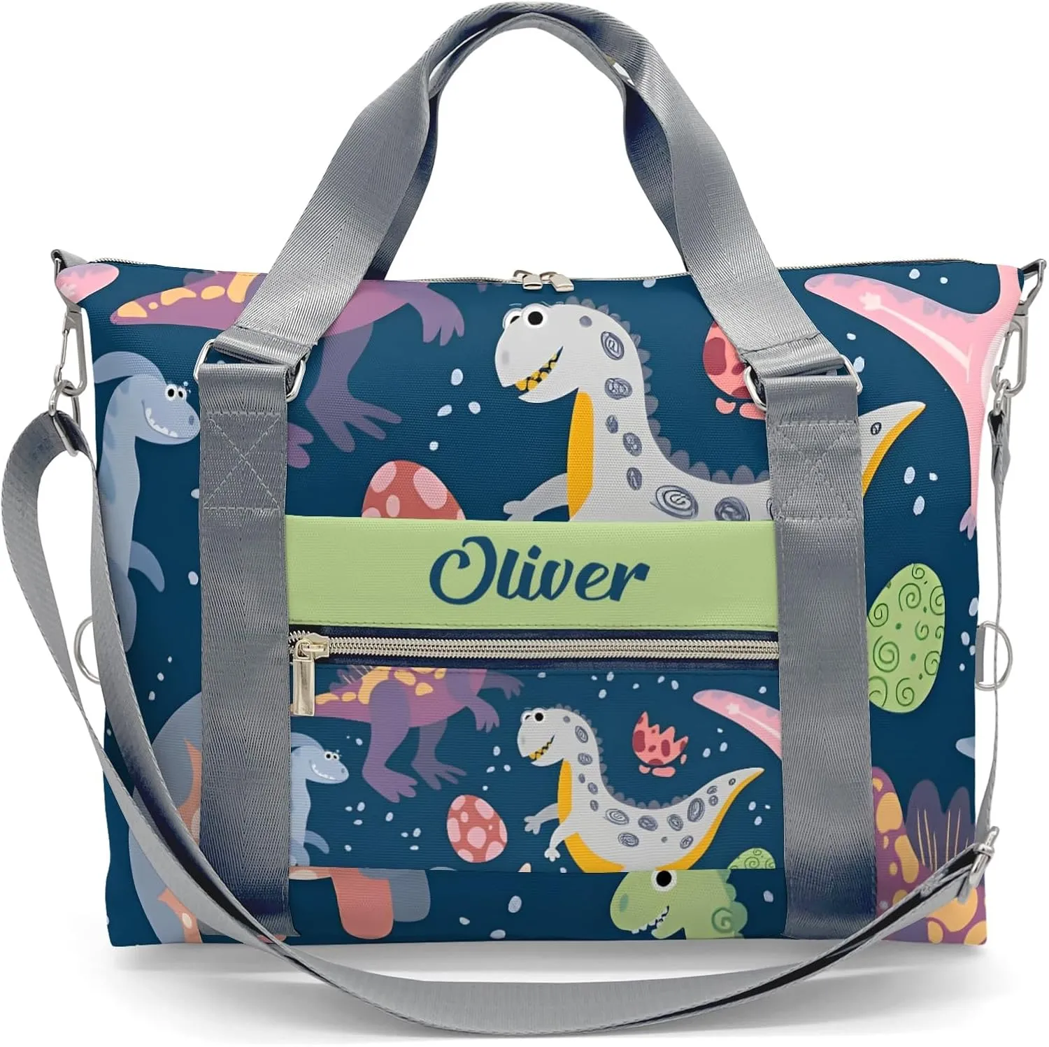 Dinosaur Print Space Personalized Gym Dance Bag for Girls Boys,Custom Name Sport Duffel Bag Weekender Bags Carry On Travel Duffel Bag
