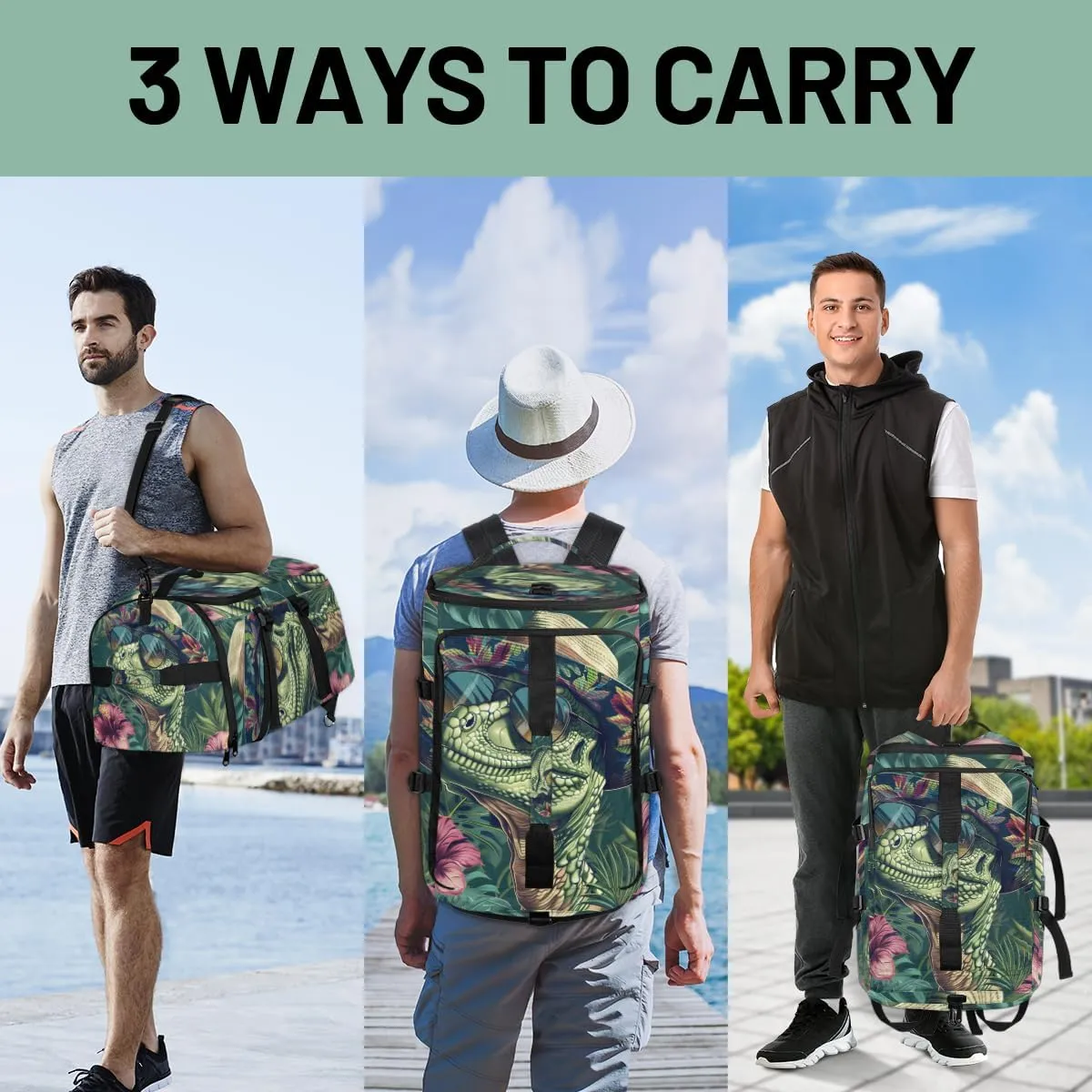 Dinosaur Travel Backpack Carry On Flight Approved for Women Men, 18.9 Inch Large Dinosaur Jungle Funny Airline Approved Luggage Weekender Backpacks