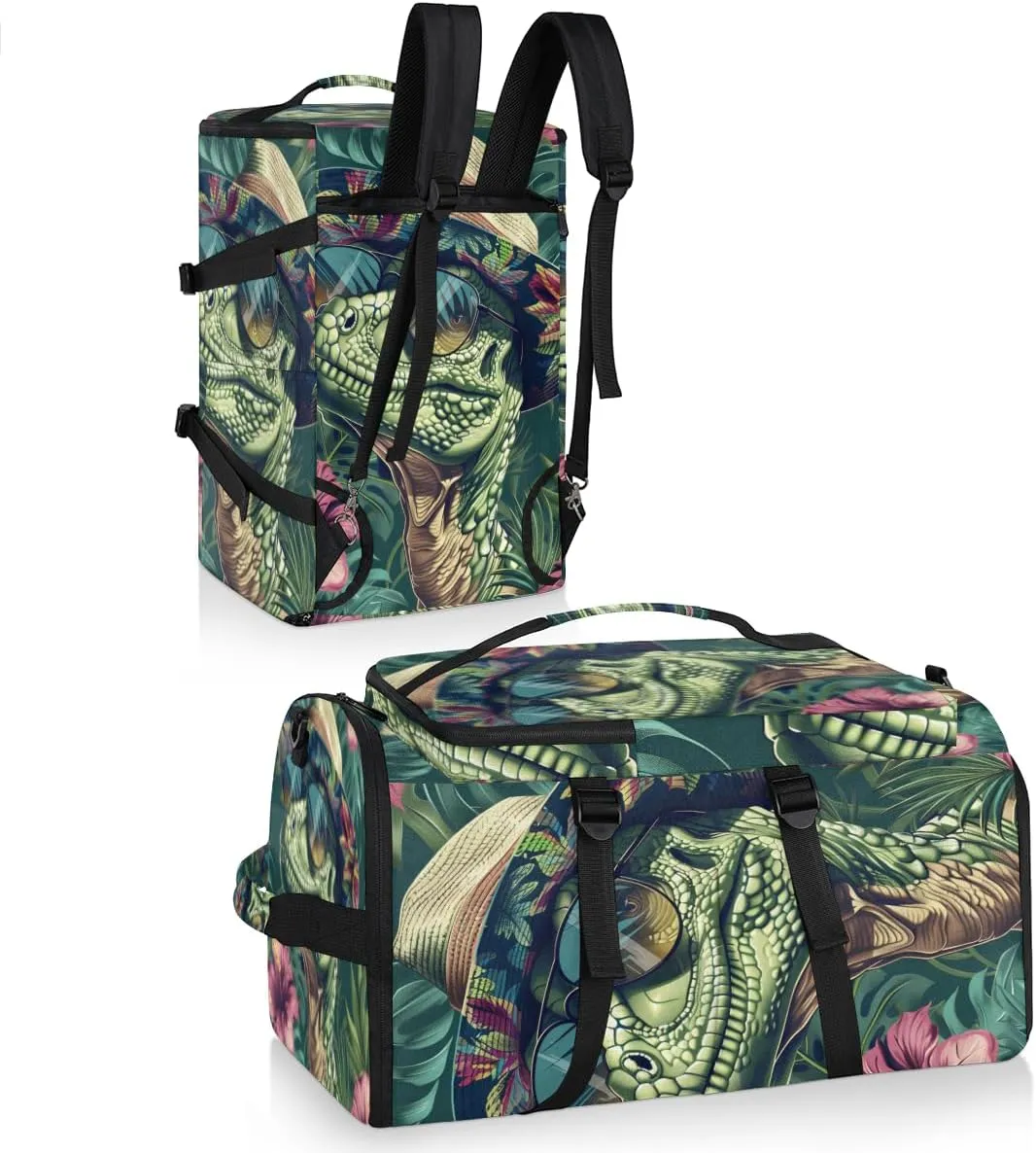 Dinosaur Travel Backpack Carry On Flight Approved for Women Men, 18.9 Inch Large Dinosaur Jungle Funny Airline Approved Luggage Weekender Backpacks