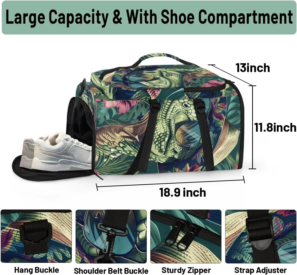 Dinosaur Travel Backpack Carry On Flight Approved for Women Men, 18.9 Inch Large Dinosaur Jungle Funny Airline Approved Luggage Weekender Backpacks