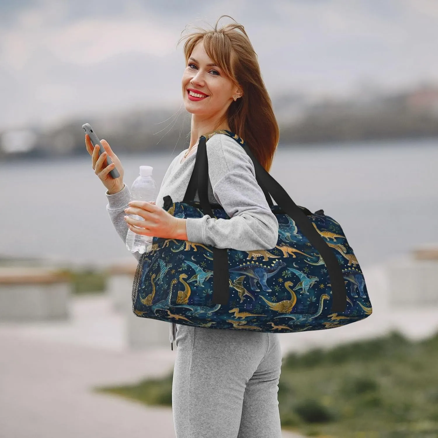 Dinosaurs Cute Travel Weekender Overnight Bags Foldable Hand Travel Bag Sport Gym Duffel Bag For Men Women