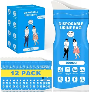 Disposable Urine Bags, 900ML Pee Bags for Women Men Emergency Use, 8/12/24 Pcs Unisex Urine Vomit Bag for Camping, Hiking, Traffic Jams, Road Trips, Pregnant, Patients