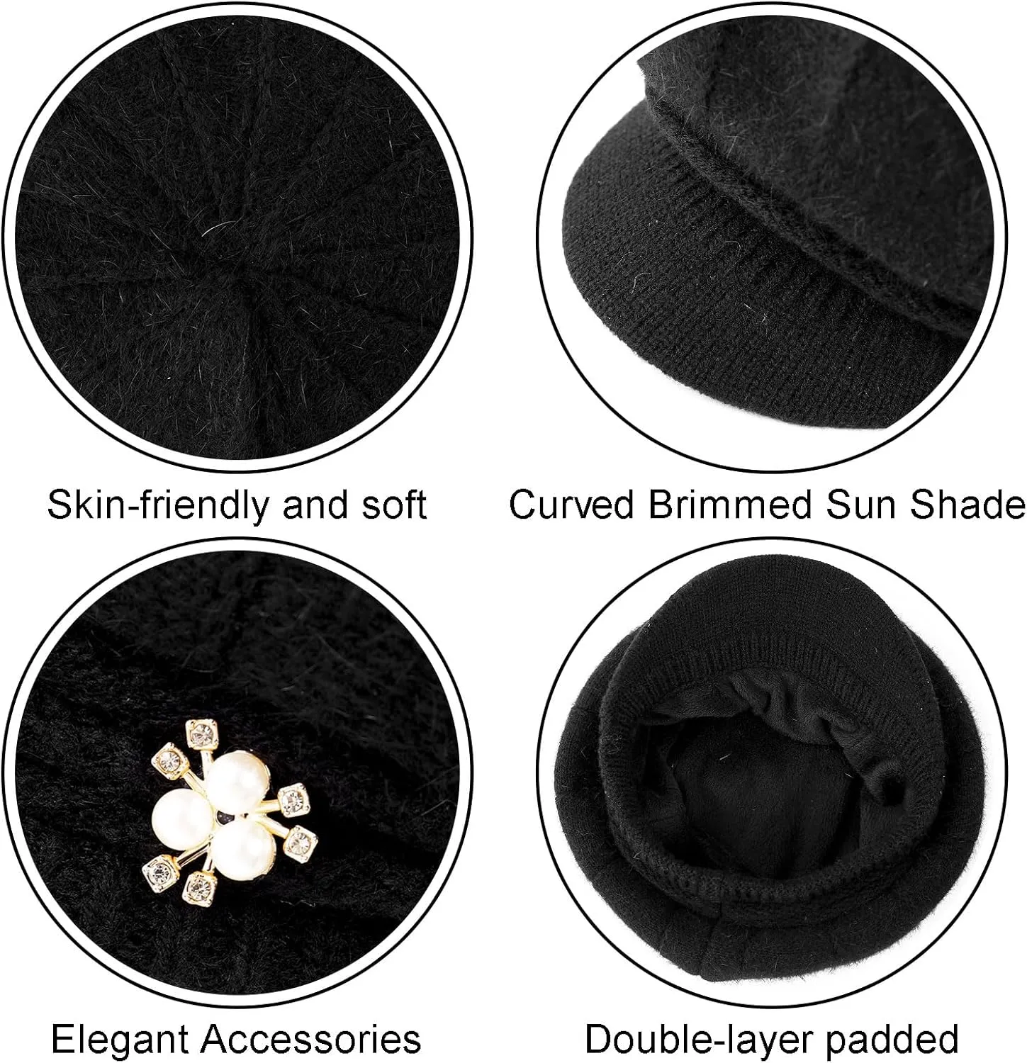 DOCILA Fashion Women Flower Cloche Caps Warm Knit Bucket Bowler Hats Vintage Wrinkled Beanie Caps