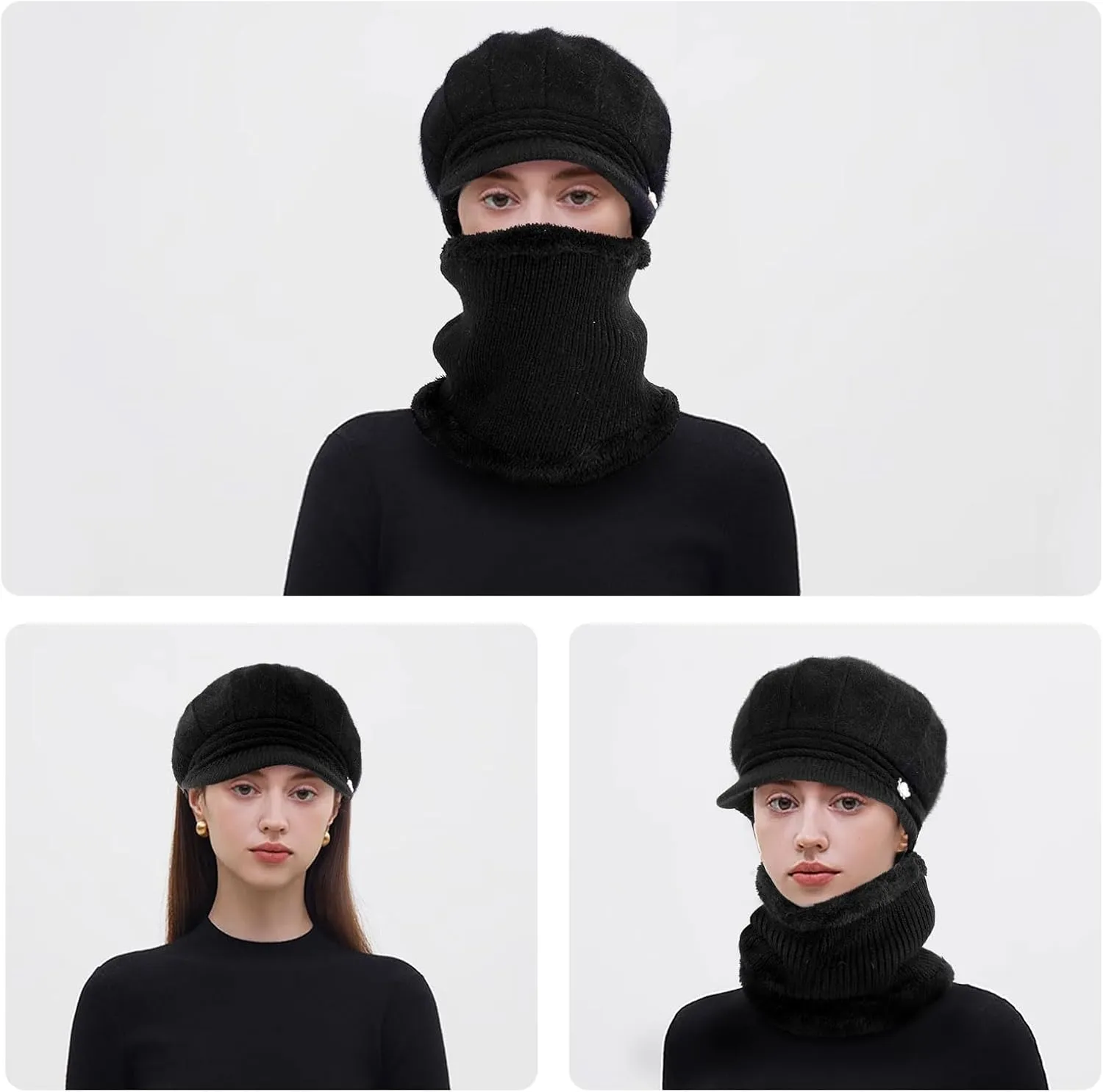 DOCILA Fashion Women Flower Cloche Caps Warm Knit Bucket Bowler Hats Vintage Wrinkled Beanie Caps