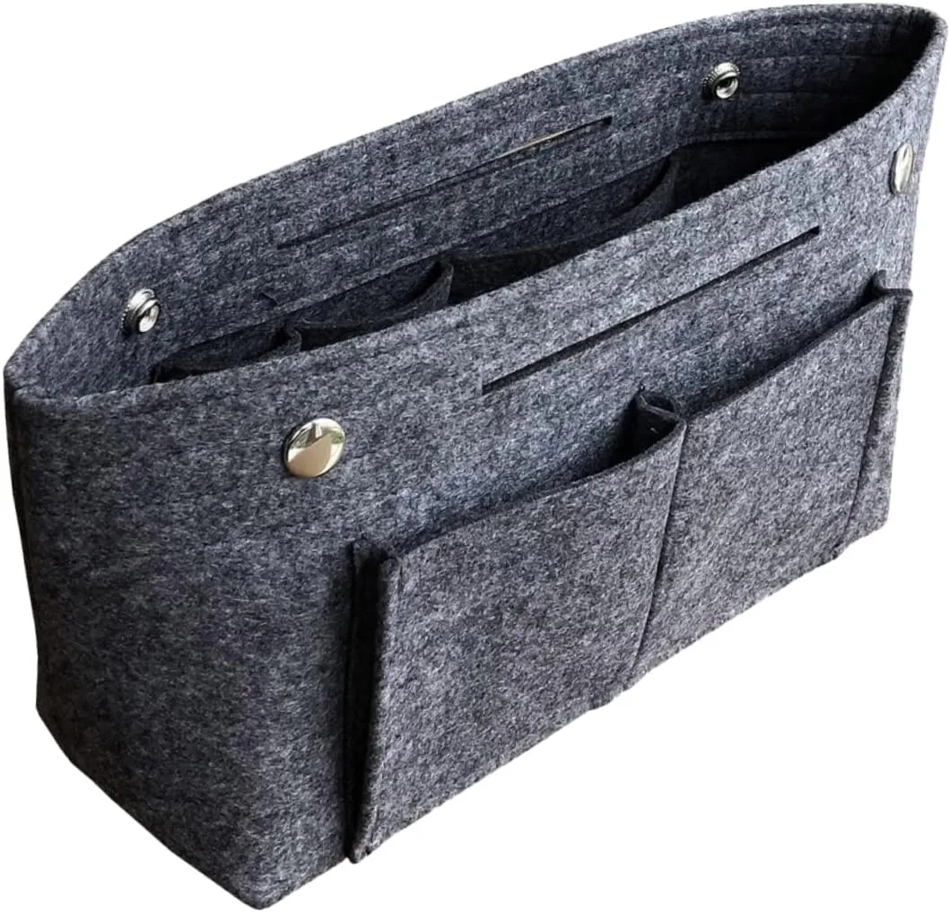 DOITOOL 2 pcs Tote Grey Holdder Toiletry Travel Divider Miss Handbag in for Portable Cosmetic Bag Storage, Dark Greyx2pcs, Size 1x2pcs