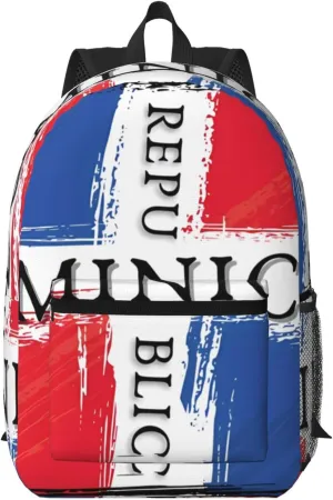 Dominican Republic Flag 17 Inch Backpacks Multipurpose Laptop Backpack Double Shoulder Bag for Men Women Gifts