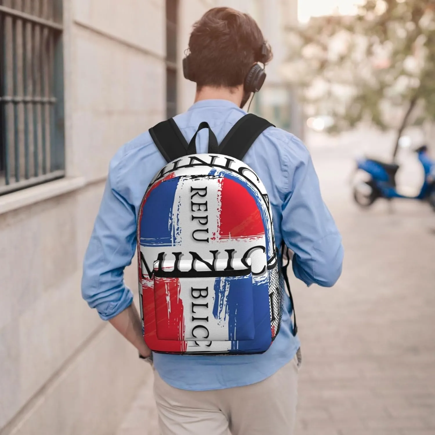 Dominican Republic Flag 17 Inch Backpacks Multipurpose Laptop Backpack Double Shoulder Bag for Men Women Gifts