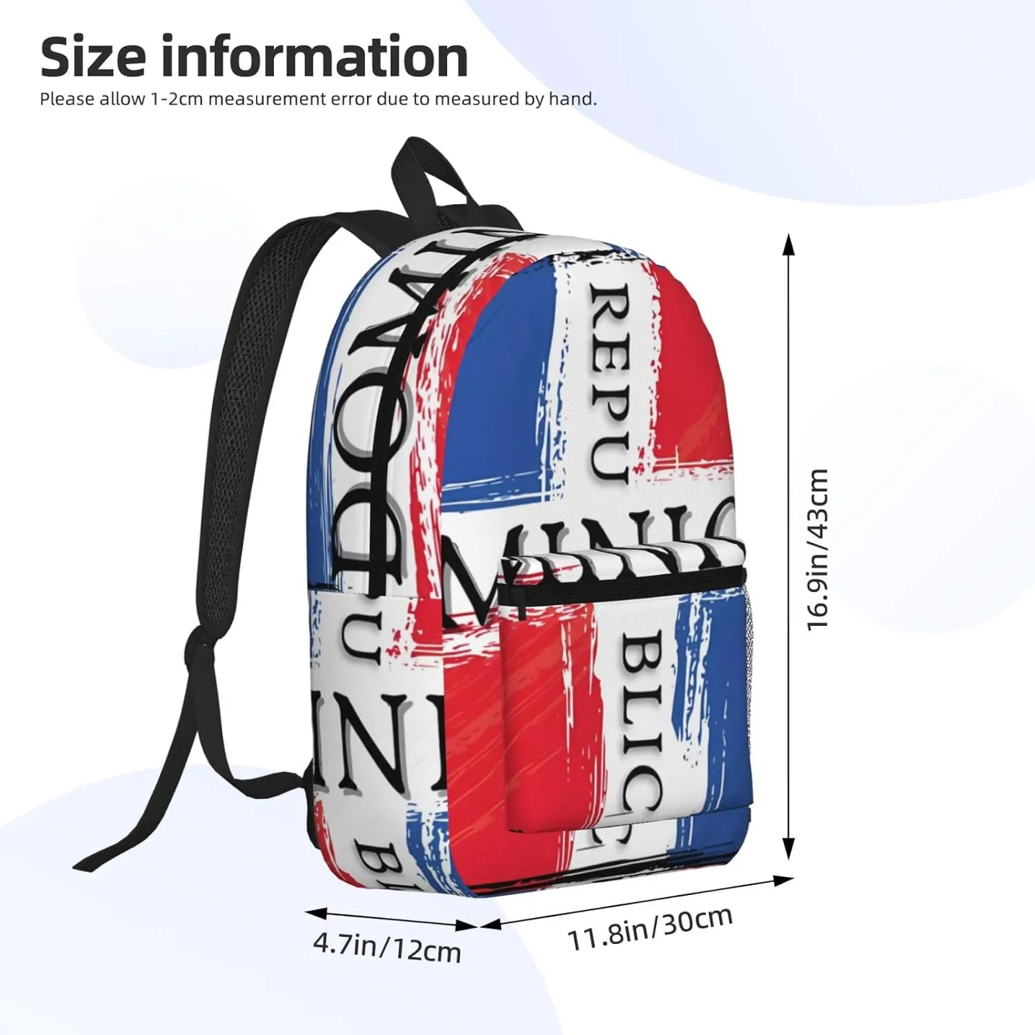 Dominican Republic Flag 17 Inch Backpacks Multipurpose Laptop Backpack Double Shoulder Bag for Men Women Gifts