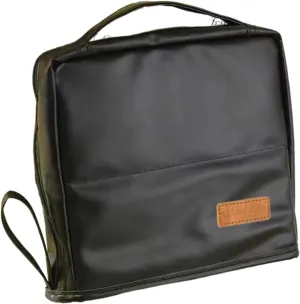 Doresty Makeup Bag, Standing Makeup Bag – Portable, Large Capacity Waterproof Multifunctional Make Up Bags (Leather Black)