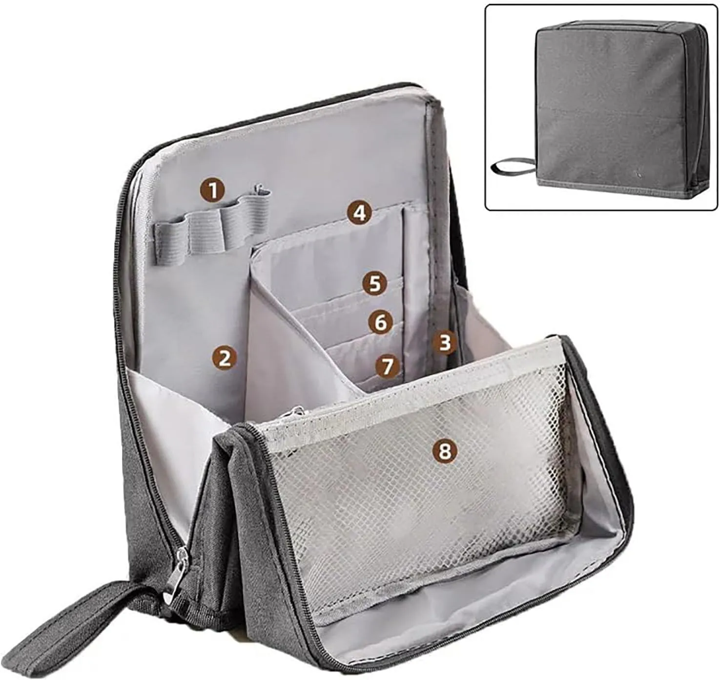 Doresty Makeup Bag, Standing Makeup Bag – Portable, Large Capacity, Waterproof Vertical Office Desktop Storage Bags, Multi-Purpose Large Capacity Oxford Cloth Toiletry Bag, with Compartments (Navy)