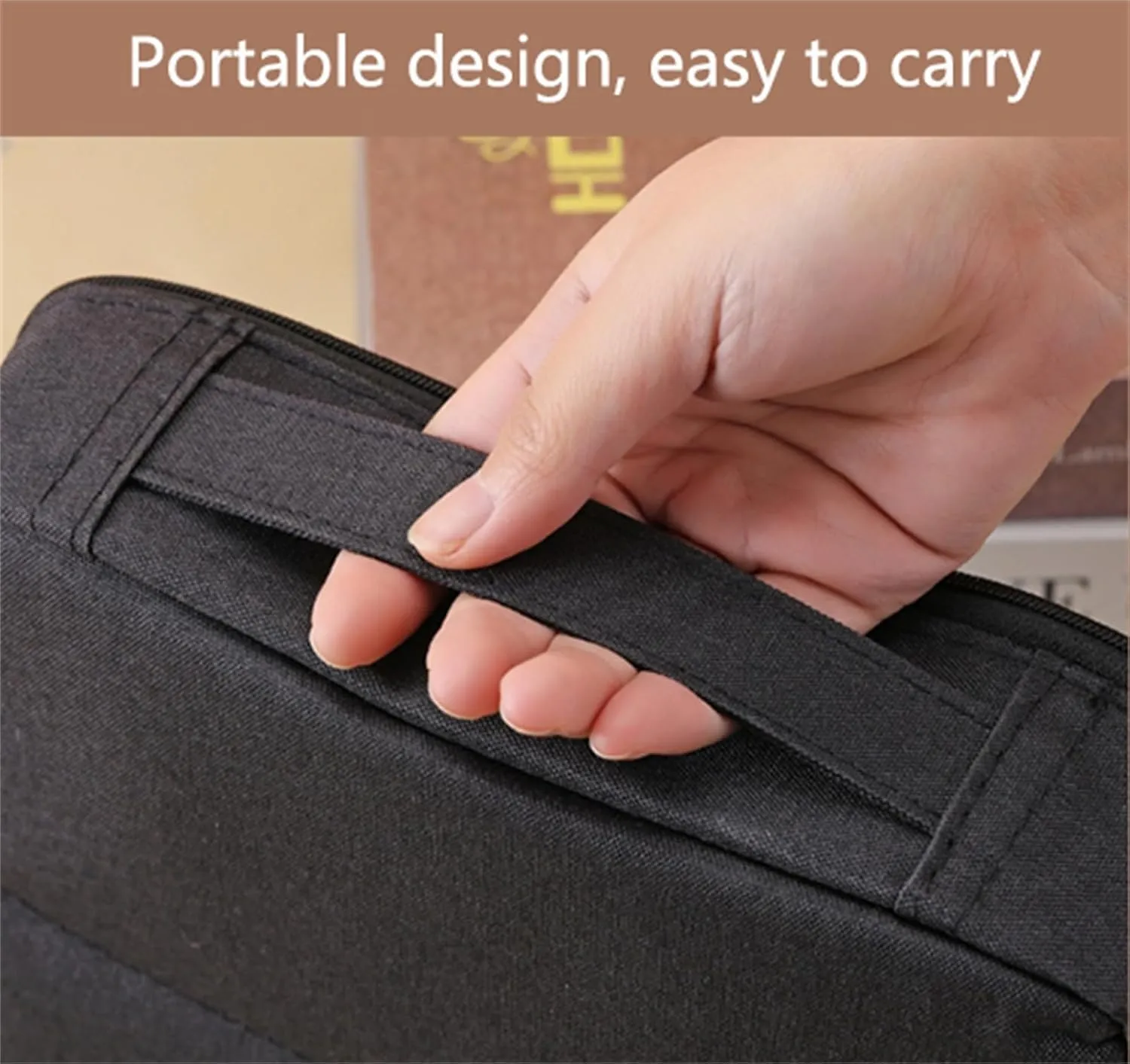 Doresty Standing Makeup Bag, Mysite Standing Makeup Bag Portable, Vertical Makeup Organizer Bag, Large Capacity, Oxford Cloth Storage Bags, Waterproof with Compartments (Gray)