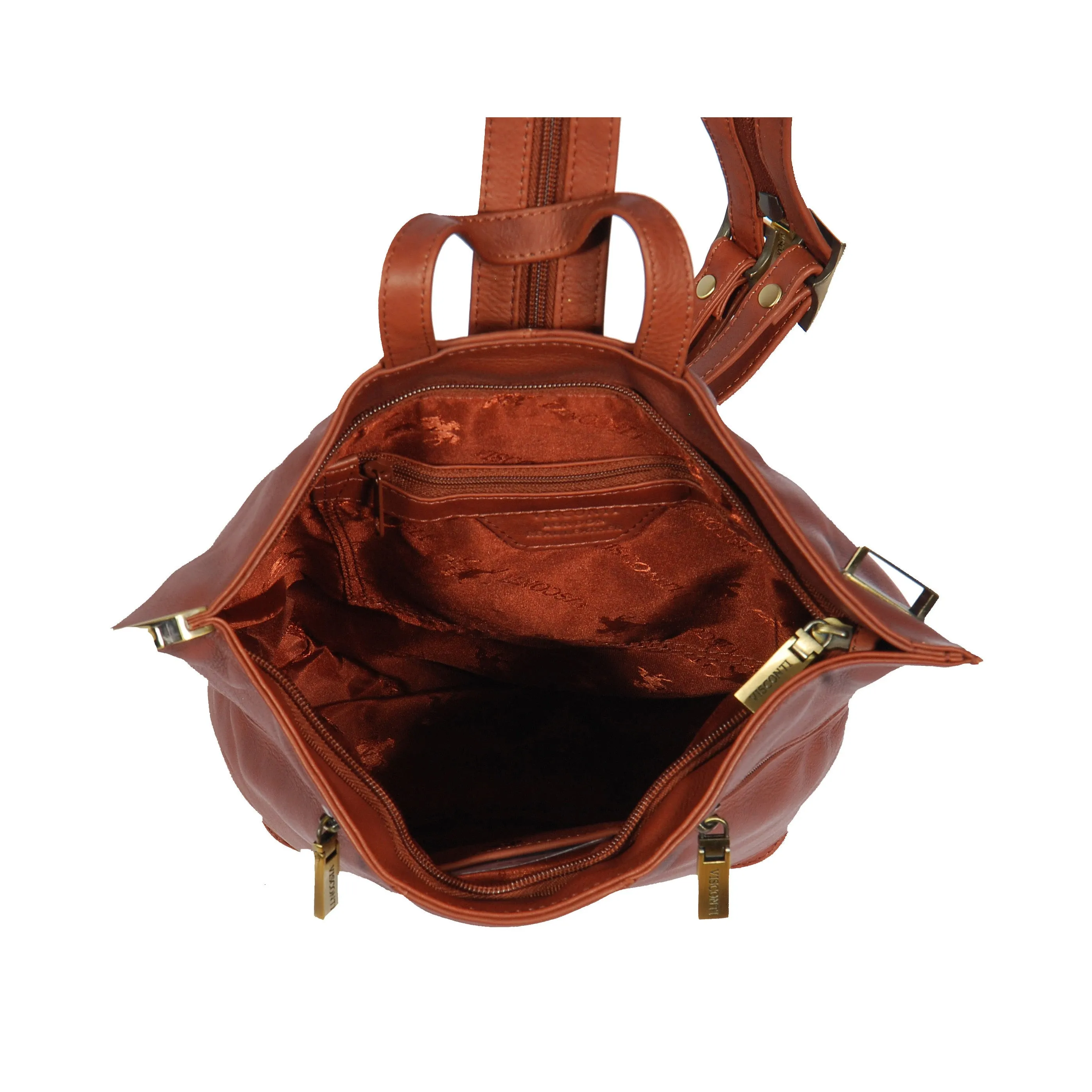 DR381 Small Travel Leather Backpack Brown