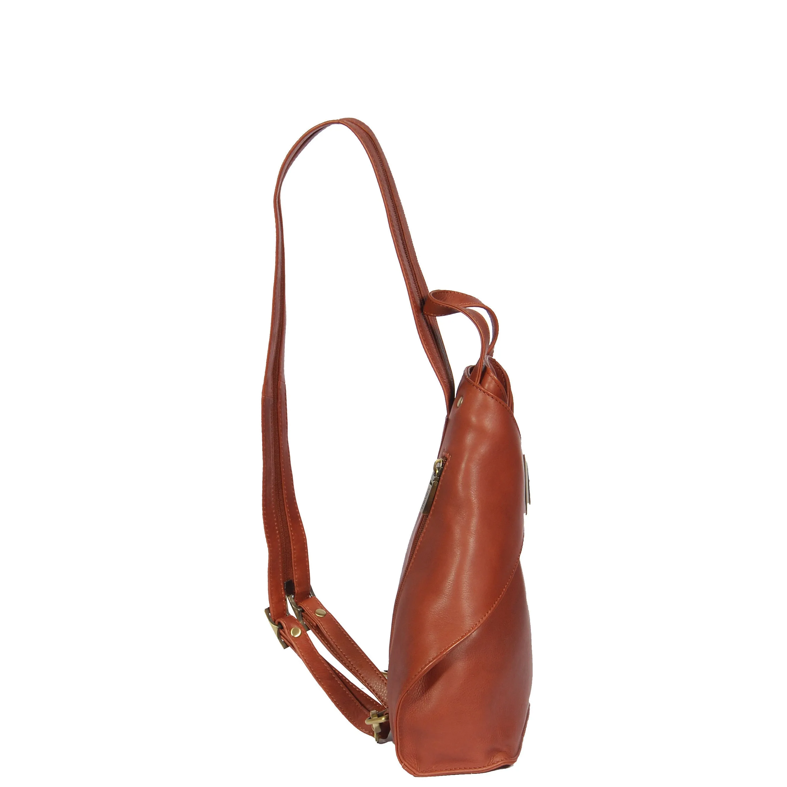 DR381 Small Travel Leather Backpack Brown