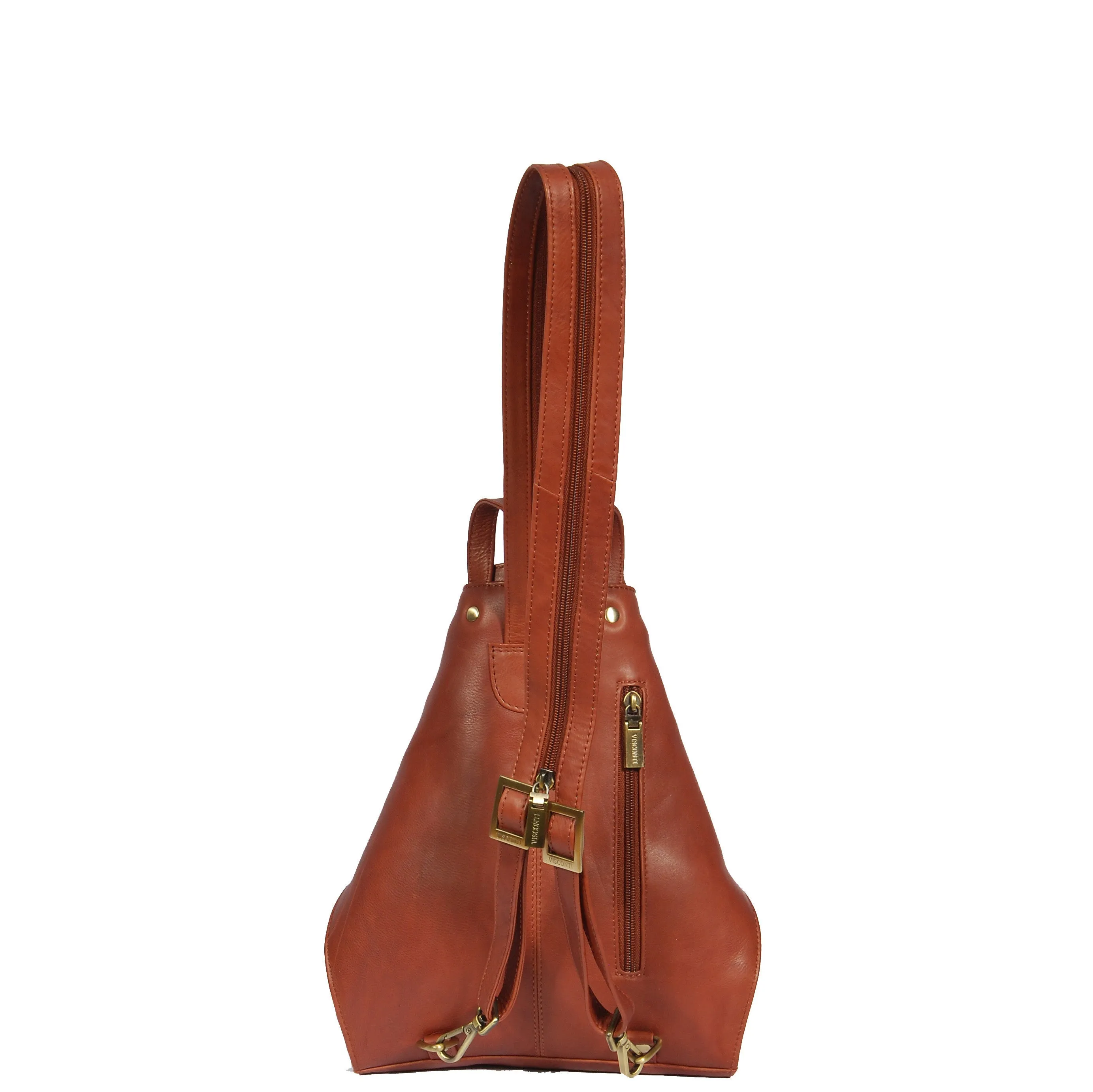 DR381 Small Travel Leather Backpack Brown