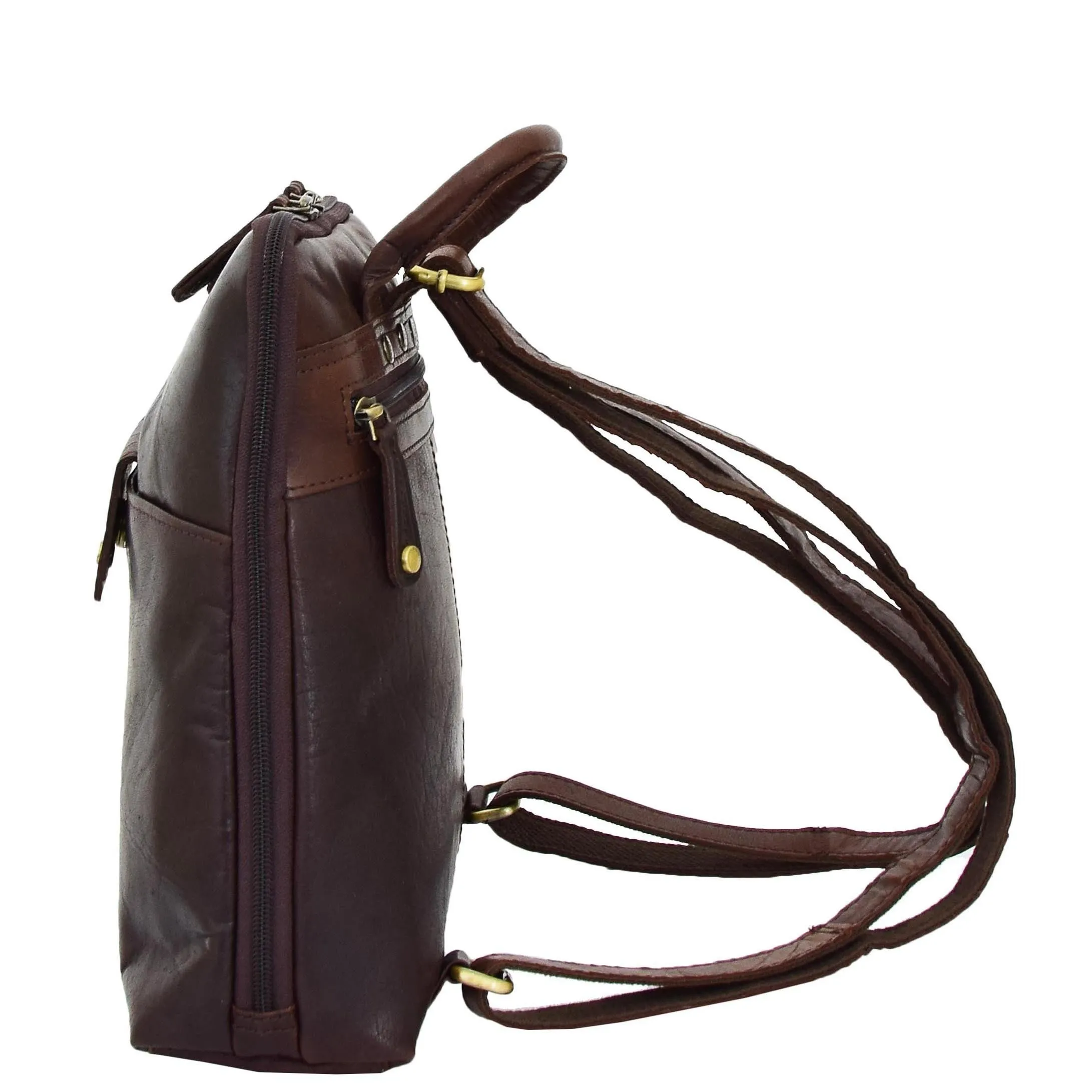 DR672 Women's Genuine Leather Small Size Backpack Brown