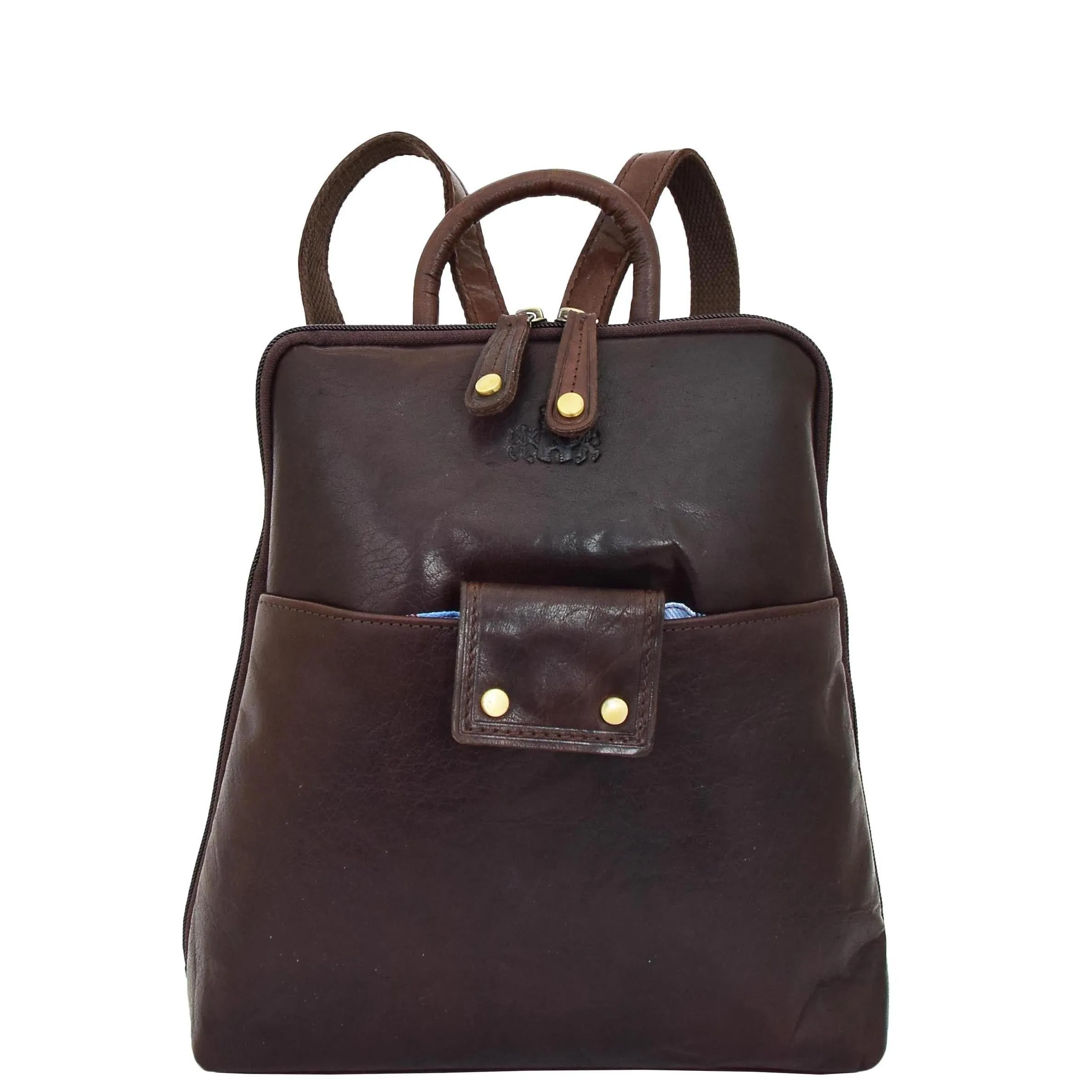 DR672 Women's Genuine Leather Small Size Backpack Brown