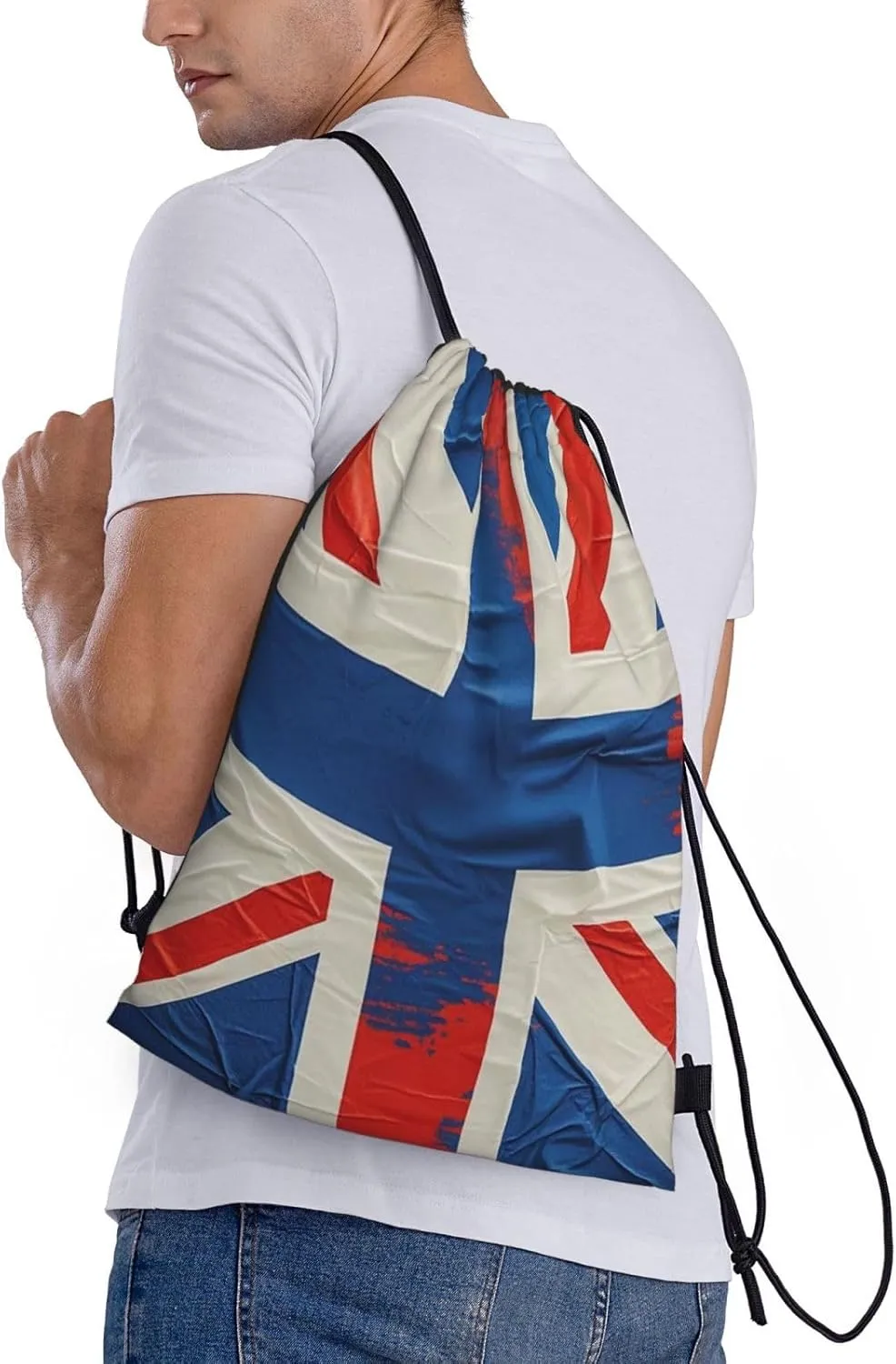 Drawstring Backpack British Flag Sports Gym Bag String Bag Drawstring Bags for Yoga Travel