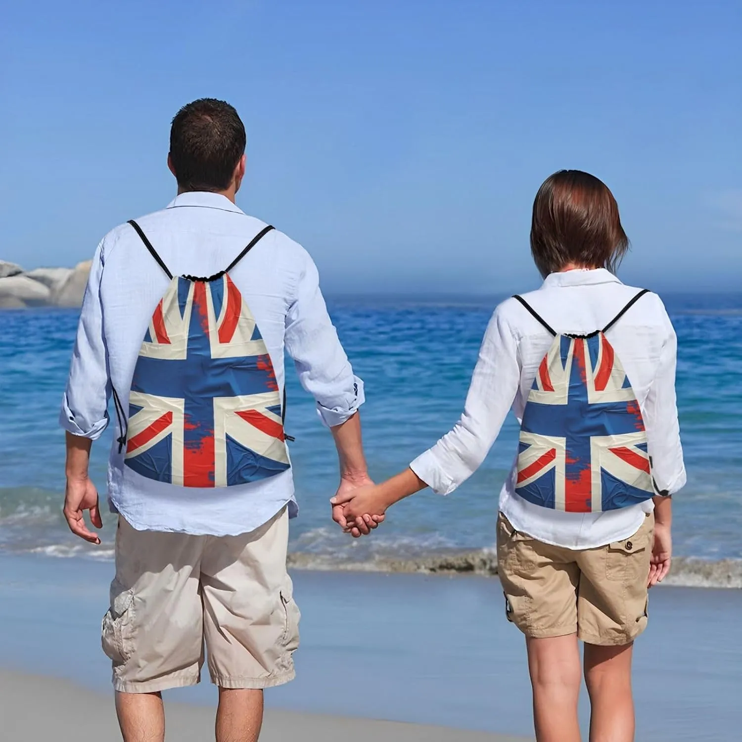 Drawstring Backpack British Flag Sports Gym Bag String Bag Drawstring Bags for Yoga Travel