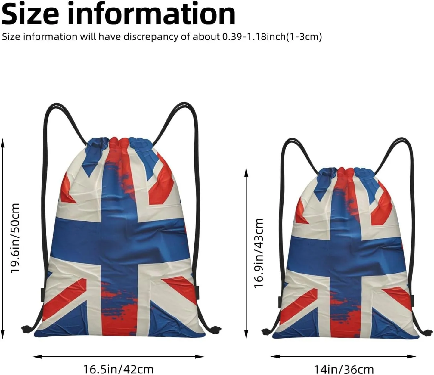 Drawstring Backpack British Flag Sports Gym Bag String Bag Drawstring Bags for Yoga Travel