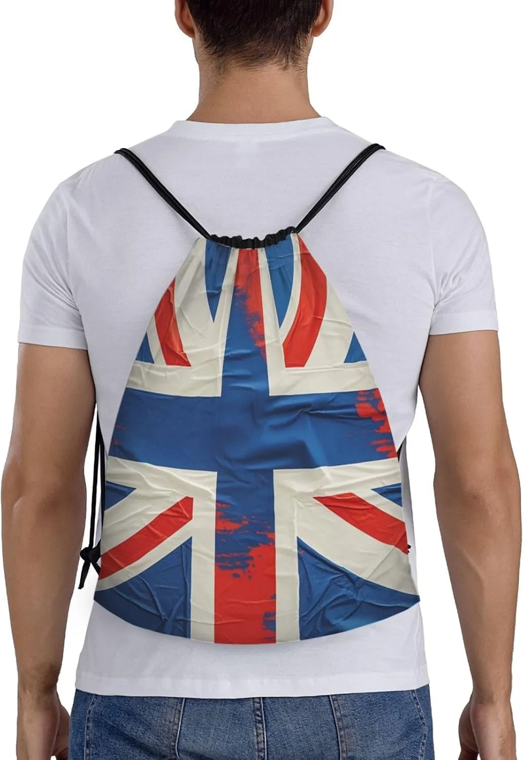 Drawstring Backpack British Flag Sports Gym Bag String Bag Drawstring Bags for Yoga Travel