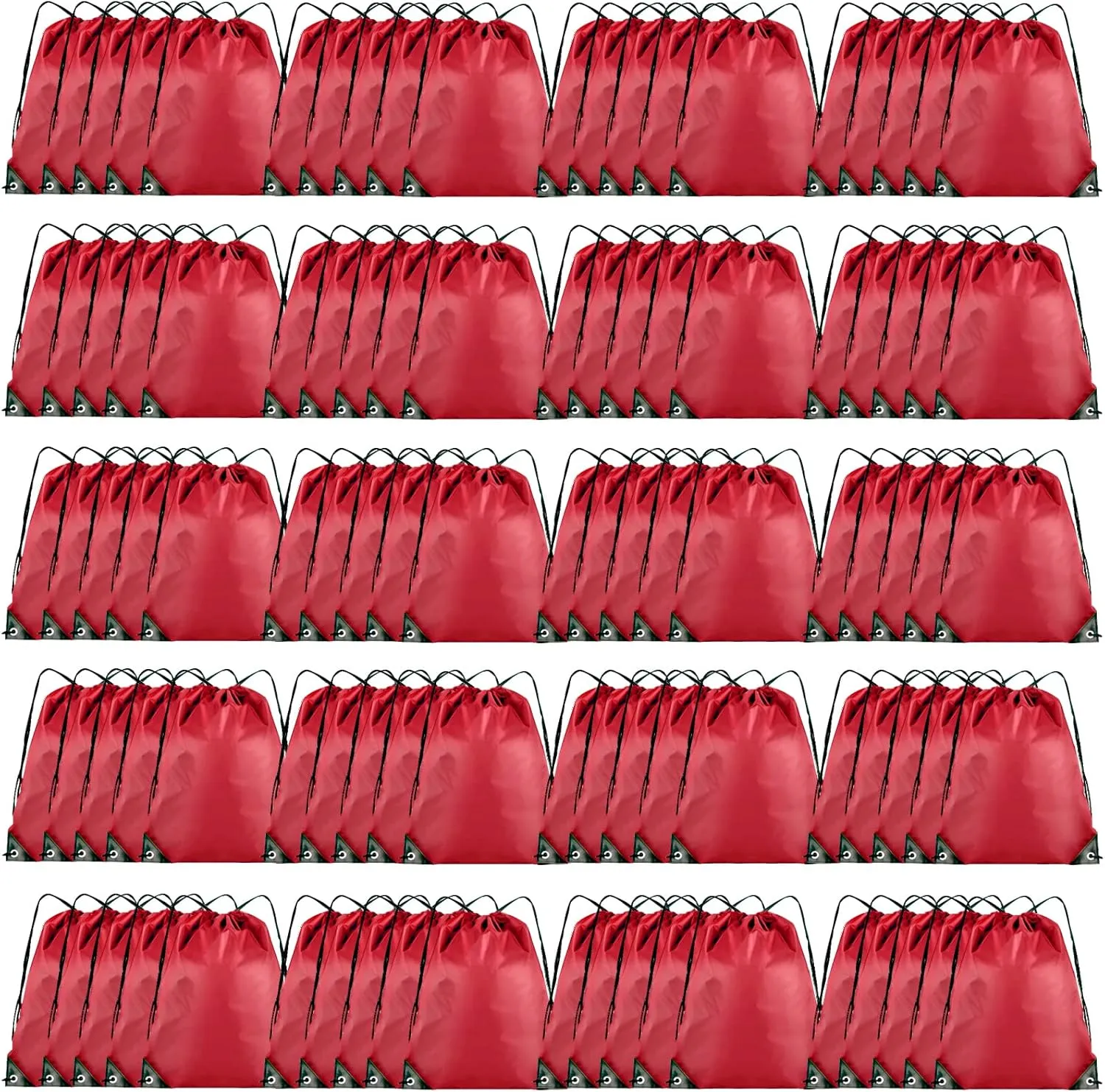 Drawstring Backpack Bulk 100Pcs Cinch Bag, Polyester Drawstring Bags for Gym Beach Sports Short Trip Party (Red)