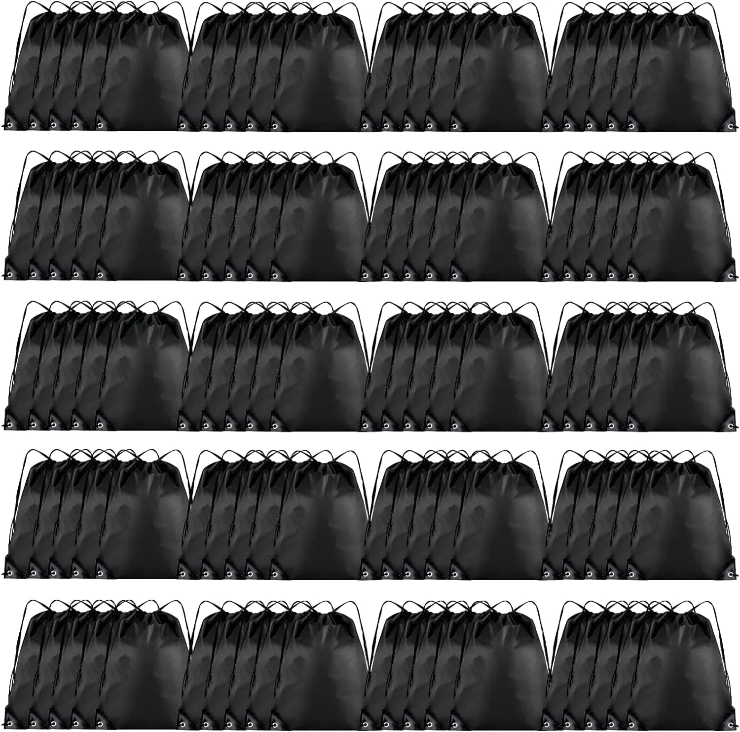 Drawstring Backpack Bulk 100Pcs Cinch Bag,Polyester Drawstring Bags for Gym Beach Sports Short Trip Party(Black)