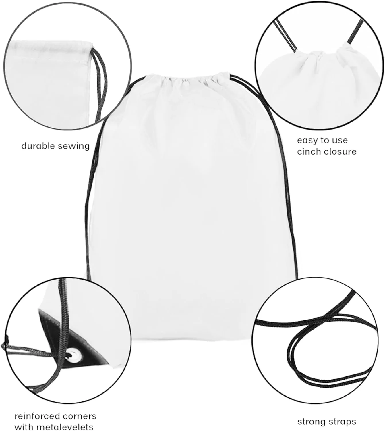 Drawstring Backpack Bulk 20 packs Draw String Backpack Bags DIY Gym Sports trip Traveling Yoga ride Pedestrianism Cinch Bag Sackpack Drawstring (white)