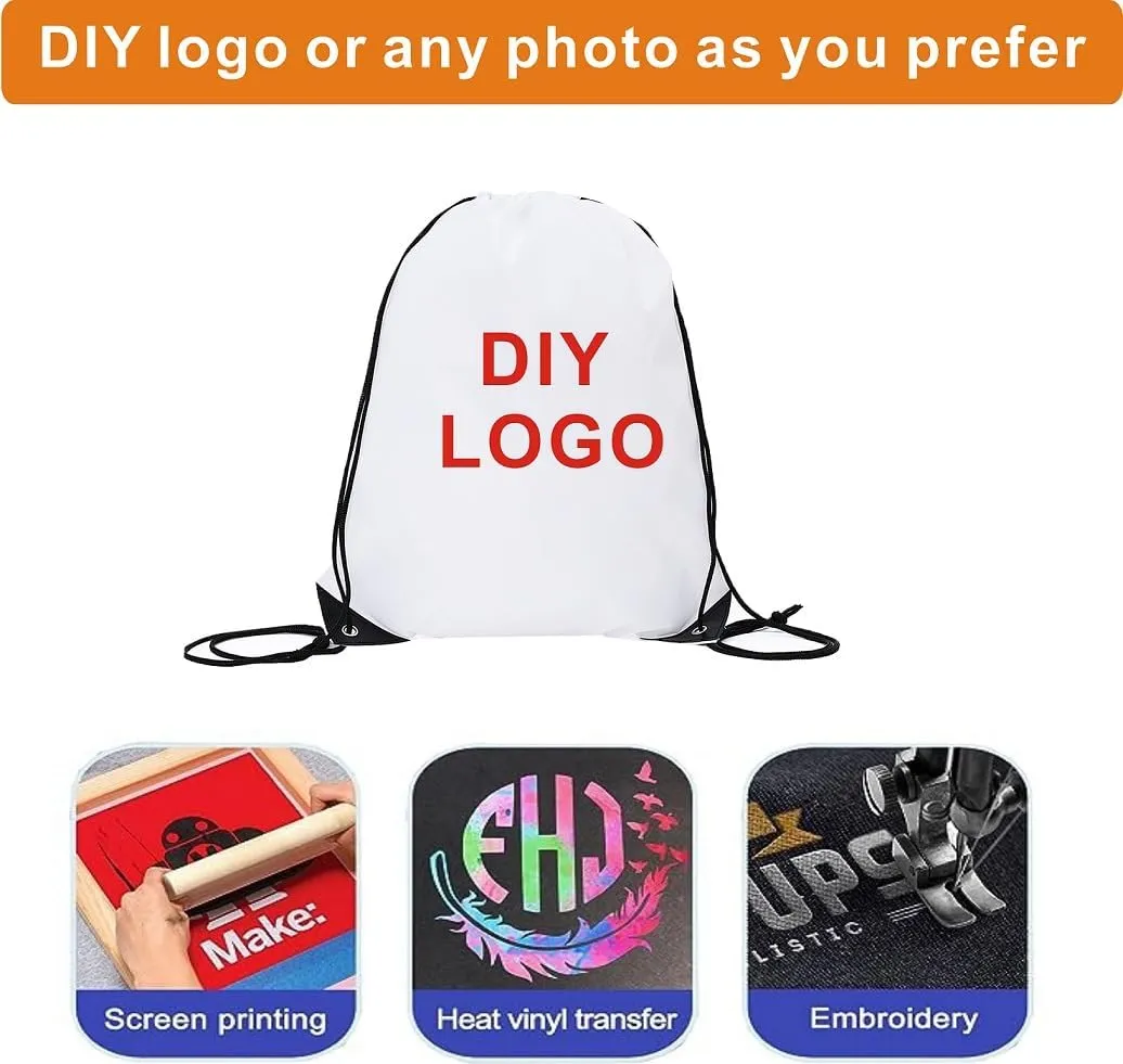 Drawstring Backpack Bulk 20 packs Draw String Backpack Bags DIY Gym Sports trip Traveling Yoga ride Pedestrianism Cinch Bag Sackpack Drawstring (white)
