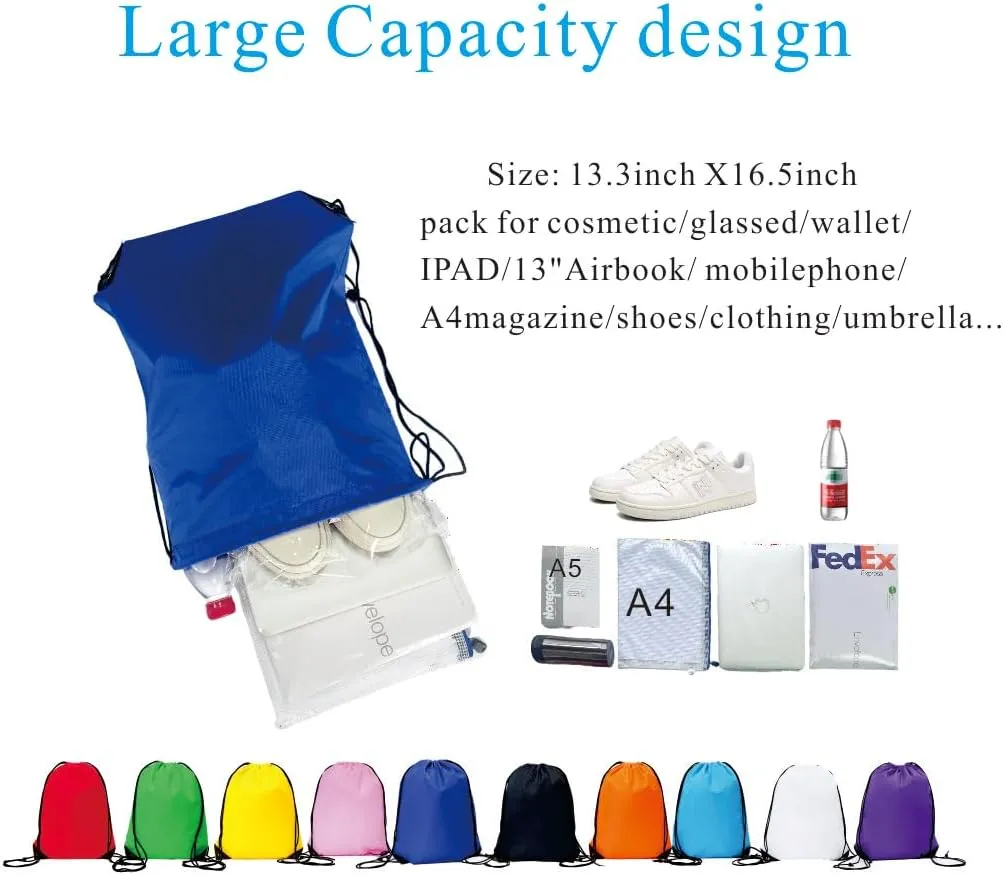 Drawstring Backpack Bulk 20 packs Draw String Backpack Bags DIY Gym Sports trip Traveling Yoga ride Pedestrianism Cinch Bag Sackpack Drawstring (white)