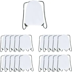 Drawstring Backpack Bulk 20 packs Draw String Backpack Bags DIY Gym Sports trip Traveling Yoga ride Pedestrianism Cinch Bag Sackpack Drawstring (white)