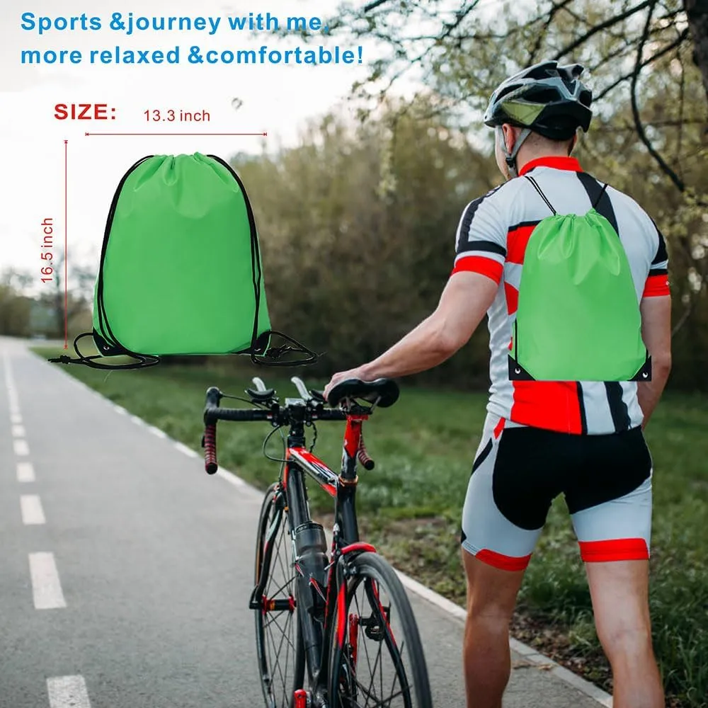 Drawstring Backpack Bulk 30 packs Draw String Backpack Bags DIY Gym Sports trip Traveling Yoga ride Pedestrianism Cinch Bag Sackpack Drawstring (green)