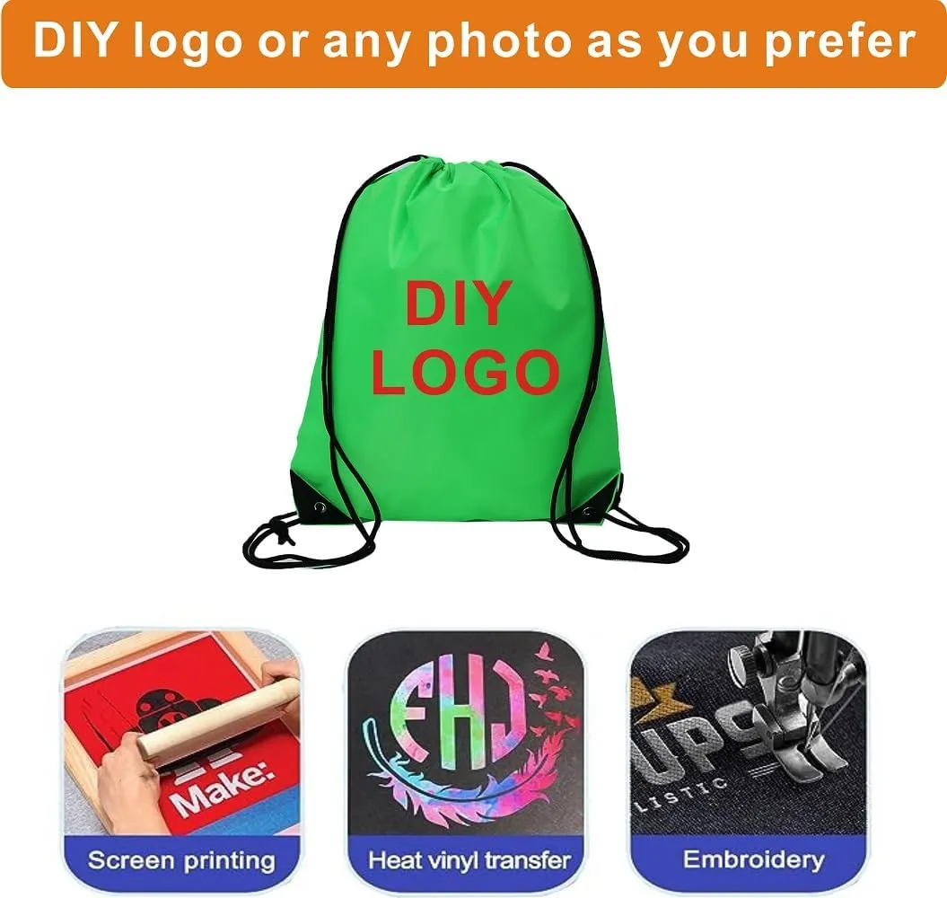 Drawstring Backpack Bulk 30 packs Draw String Backpack Bags DIY Gym Sports trip Traveling Yoga ride Pedestrianism Cinch Bag Sackpack Drawstring (green)