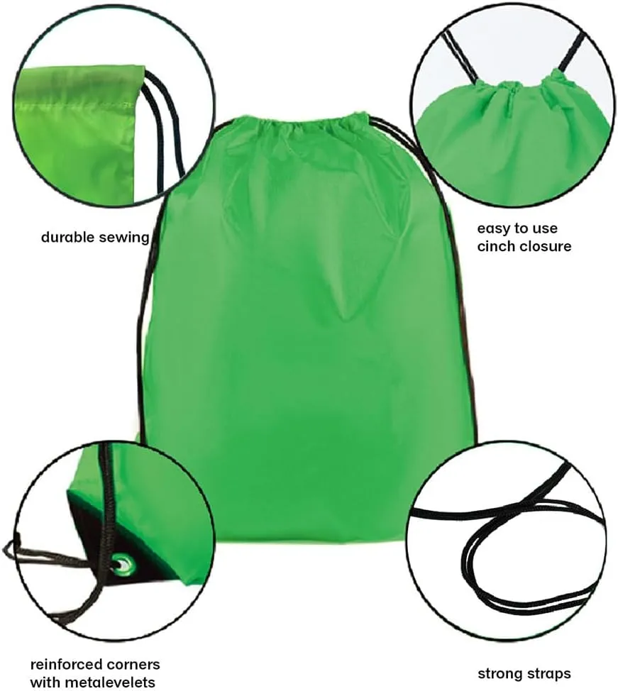 Drawstring Backpack Bulk 30 packs Draw String Backpack Bags DIY Gym Sports trip Traveling Yoga ride Pedestrianism Cinch Bag Sackpack Drawstring (green)