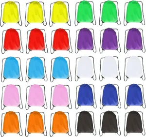 Drawstring Backpack Bulk 30 Packs Draw String Bags for Gym Sports Trip Pedestrianism Cinch Sack DIY for Women Men (multi color 10color)