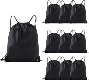 drawstring backpack, Drawstring Bags Bulk,10 Pcs Draw String Bags, Cinch Bag,essential for gym travel, unisex, loose and portable(10, Black)