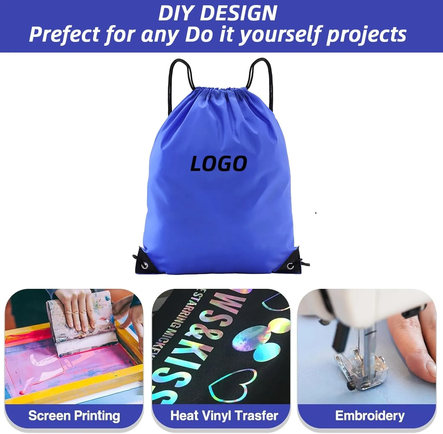 drawstring backpack, Drawstring Bags Bulk,10 Pcs Draw String Bags, Cinch Bag,essential for gym travel, unisex, loose and portable(10, Blue)