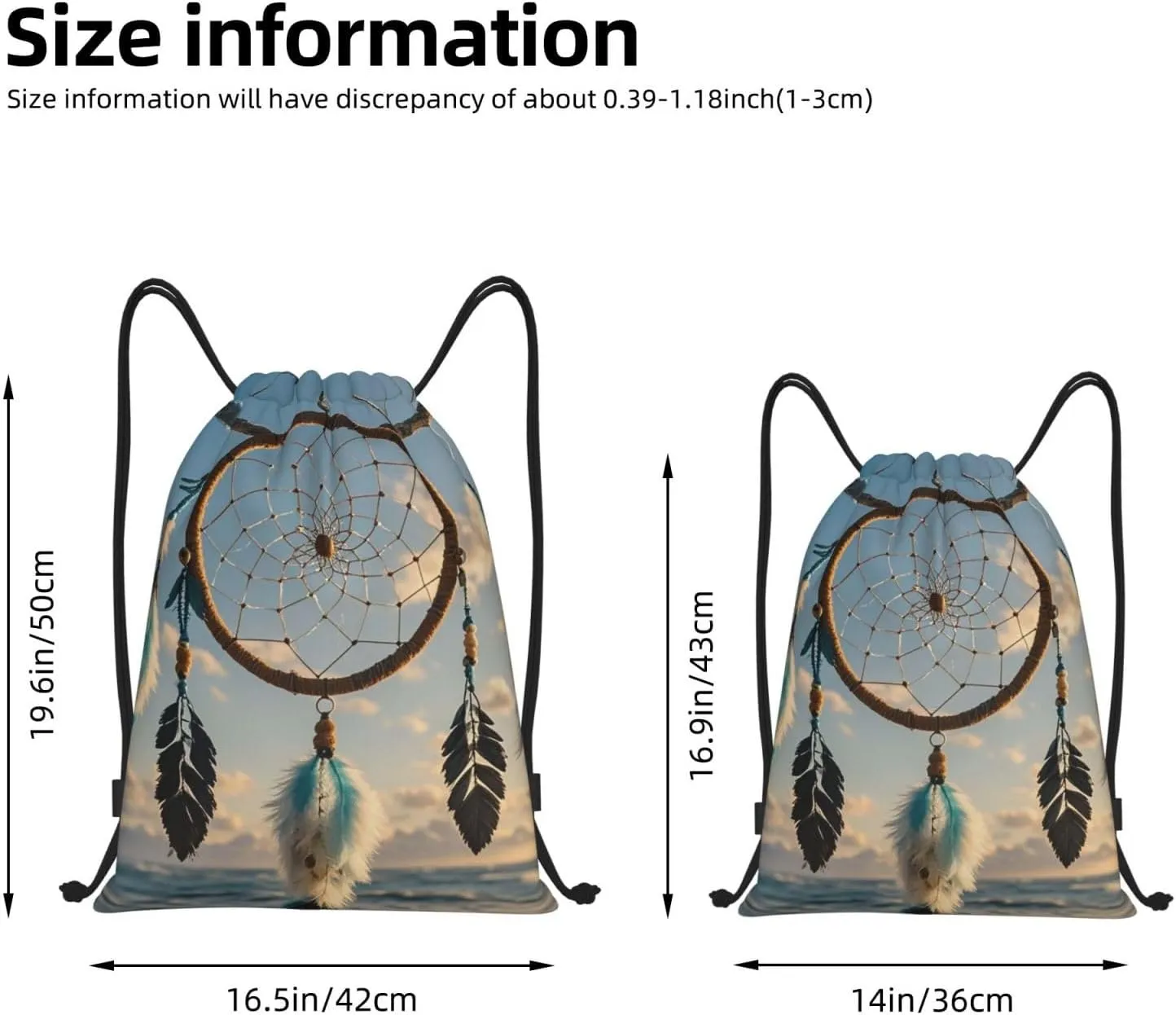 Drawstring Backpack Foldable String Bag Native Dream Catcher Resistant Sackpack Sports Gym Bag for Shopping Yoga