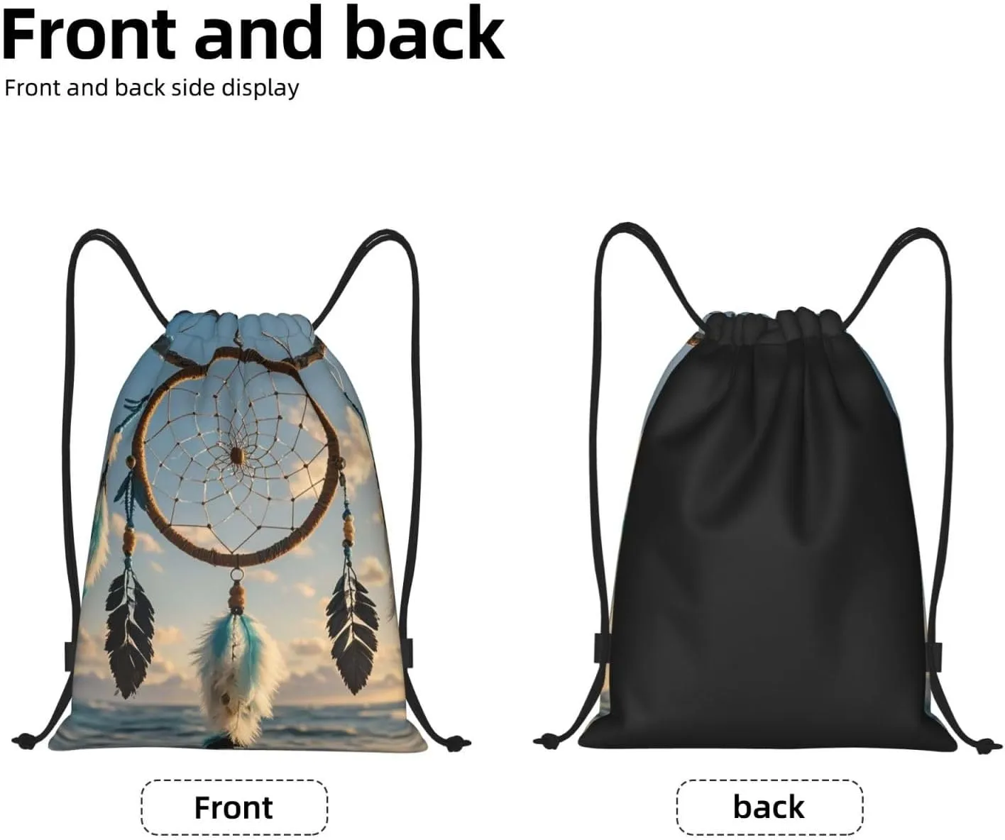 Drawstring Backpack Foldable String Bag Native Dream Catcher Resistant Sackpack Sports Gym Bag for Shopping Yoga
