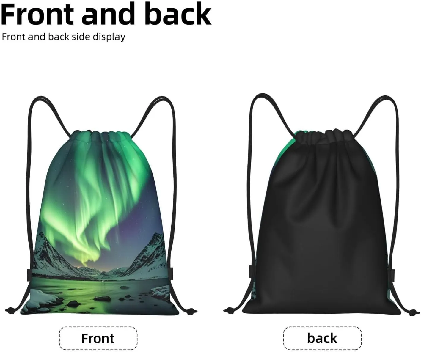 Drawstring Backpack Foldable String Bag Northern Lights Resistant Sackpack Sports Gym Bag for Shopping Yoga