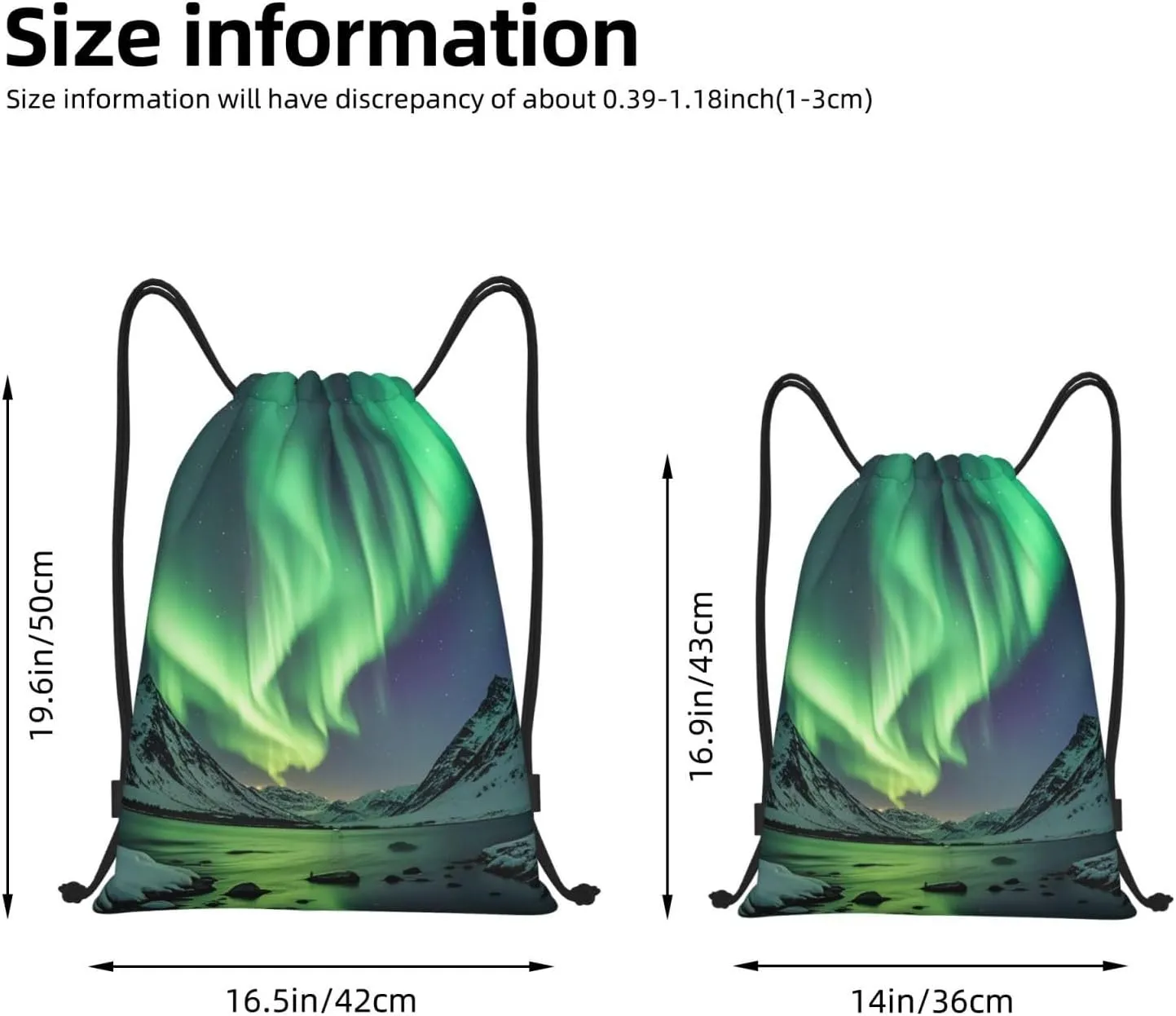 Drawstring Backpack Foldable String Bag Northern Lights Resistant Sackpack Sports Gym Bag for Shopping Yoga