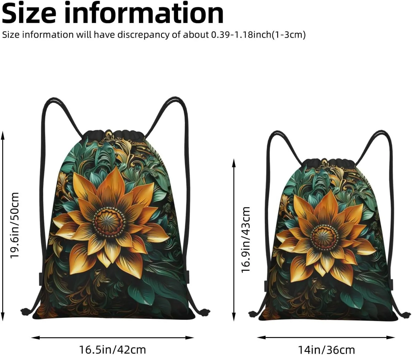 Drawstring Backpack For Men Women Carved Flower String Bag Waterproof Cinch Bag Sports Gym Sackpack Small
