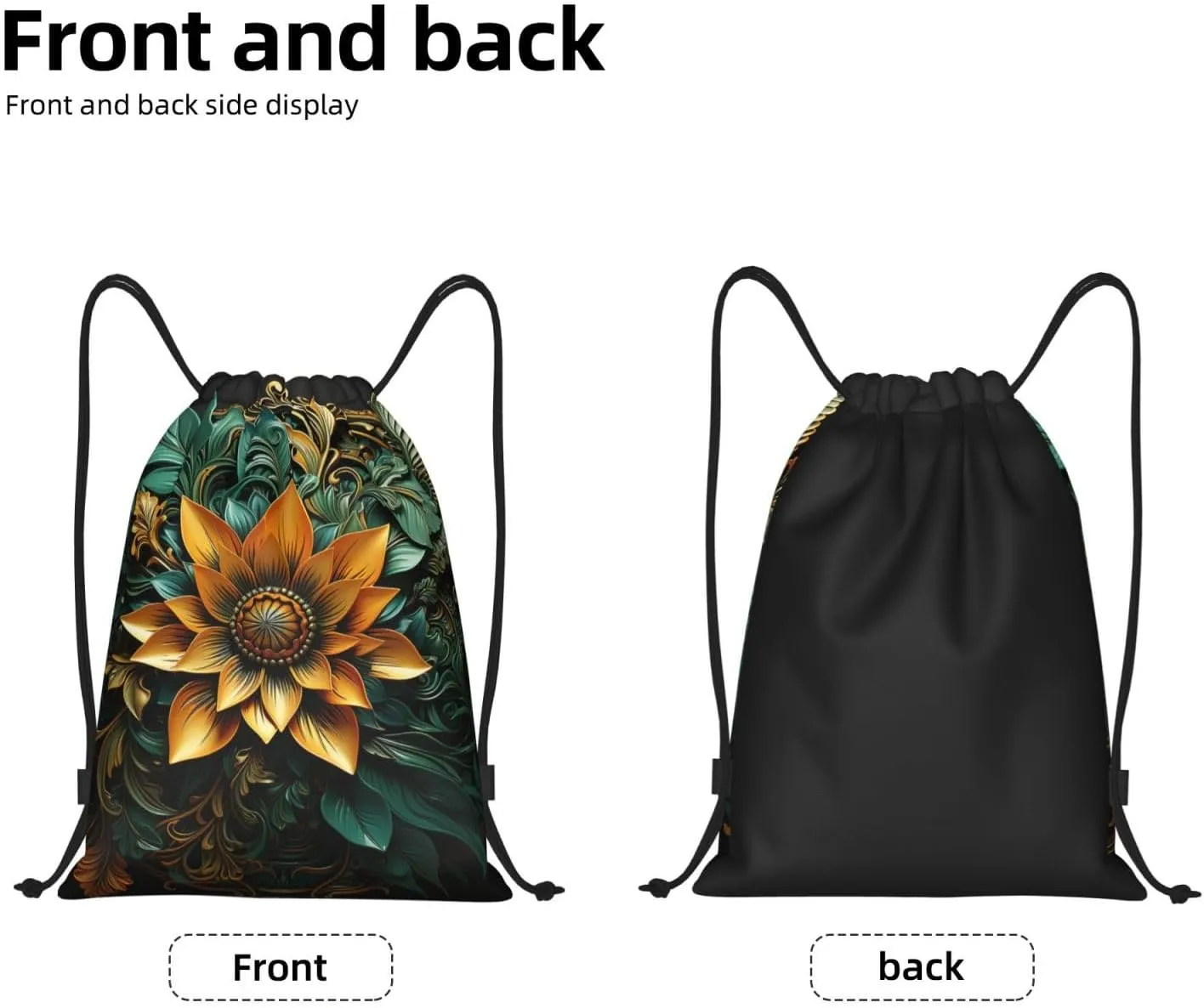 Drawstring Backpack For Men Women Carved Flower String Bag Waterproof Cinch Bag Sports Gym Sackpack Small