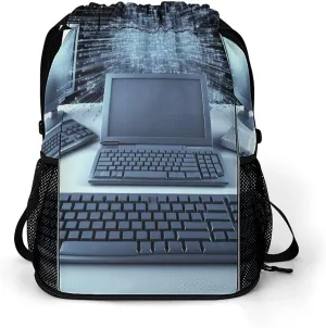 Drawstring Backpack for Men Women Computers And Internet Sport String Bag Beach Sack Bag Travel Gym Sackpack
